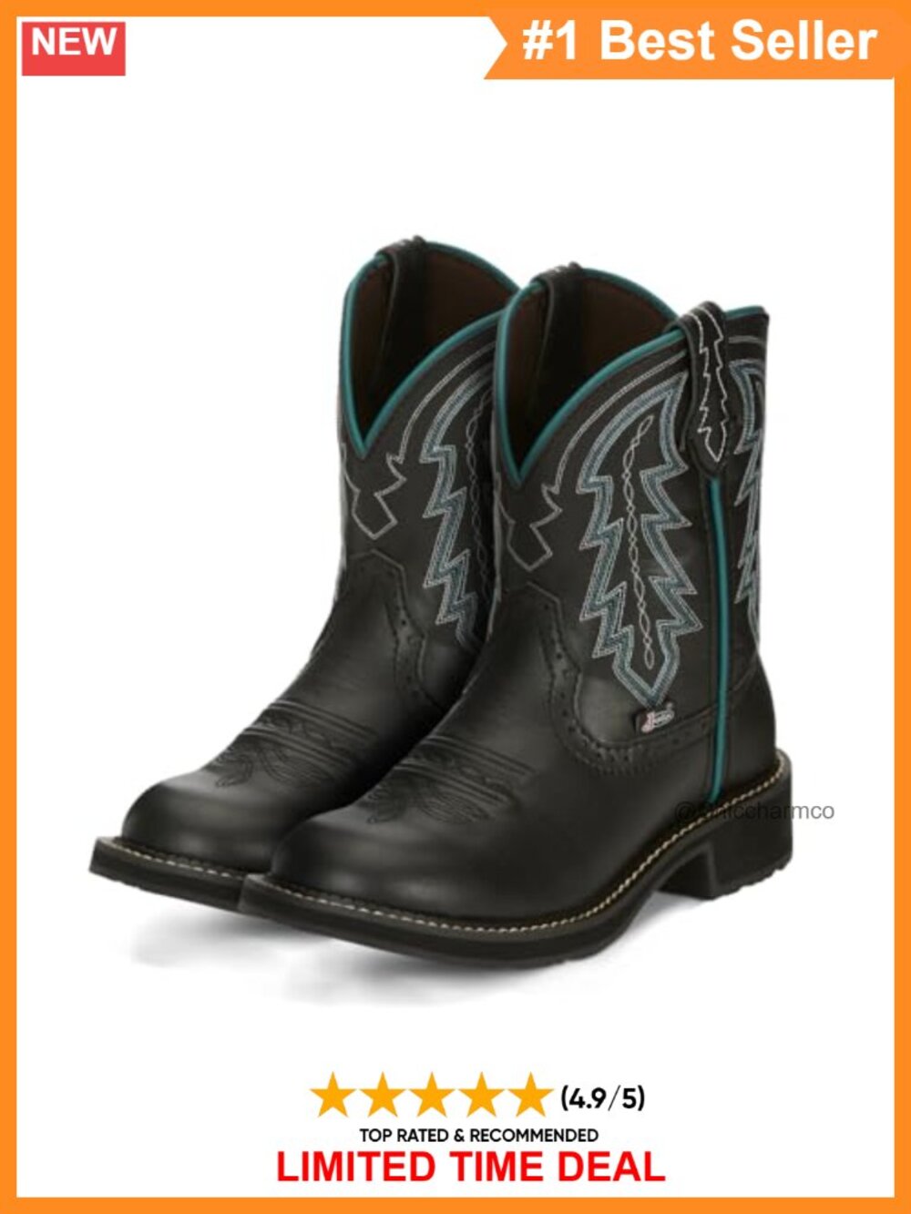 Lyla 8" Western Boot Full Grain Leather Round Toe Slip Resistant